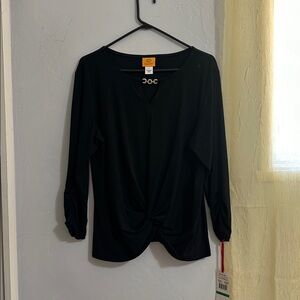 Ruby Rd. Black Top with Silver Chain Accent